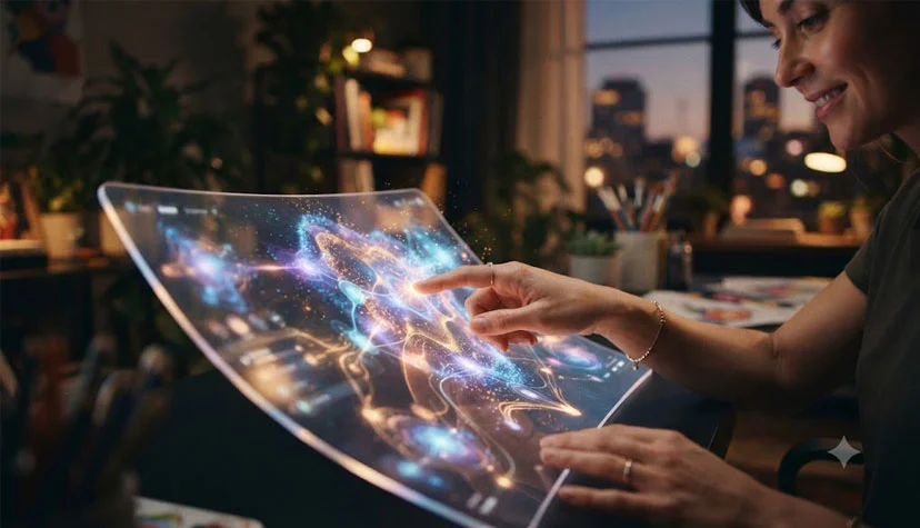 Girl using AI Technology to Design Website