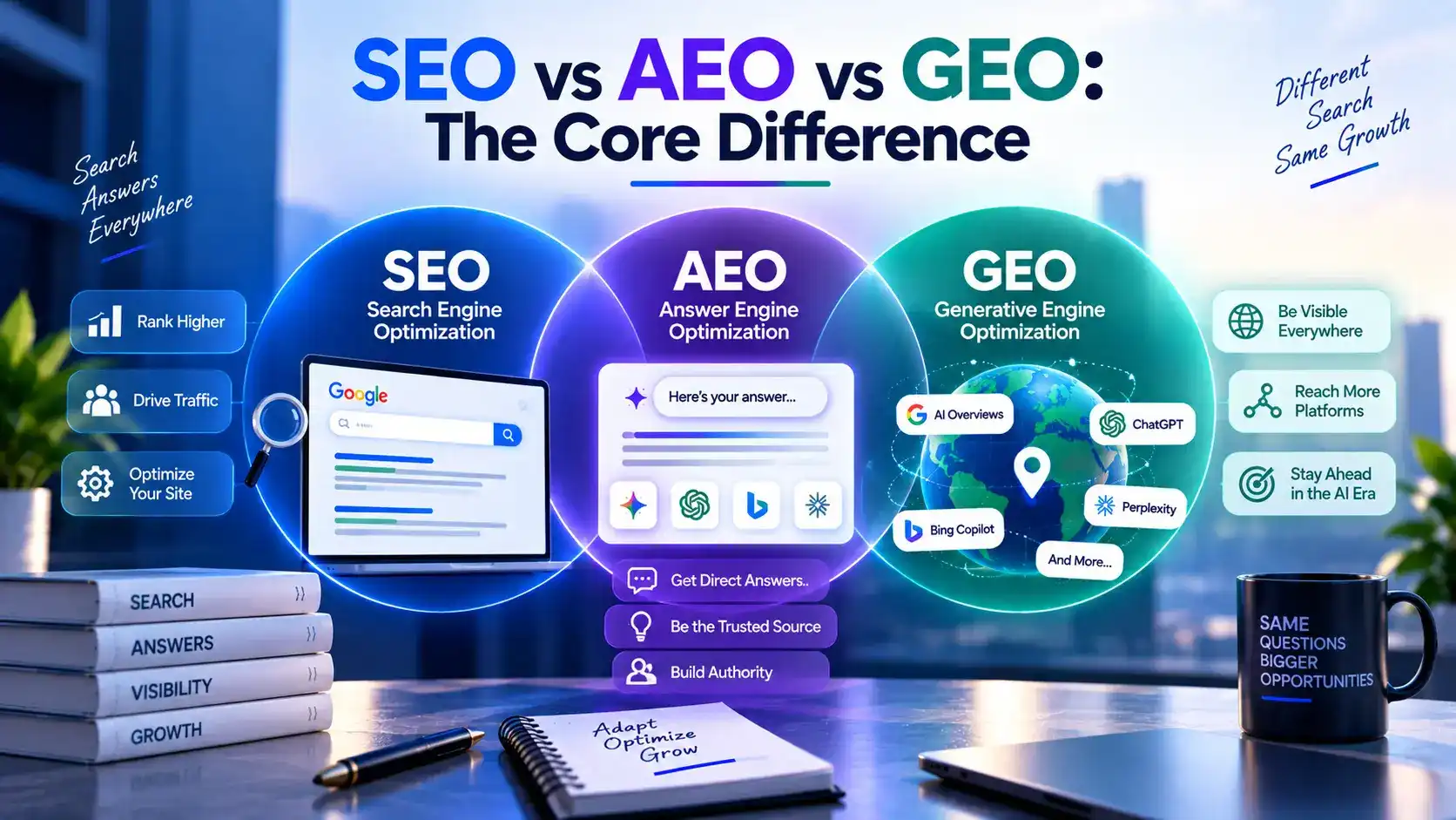SEO vs AEO vs GEO Difference