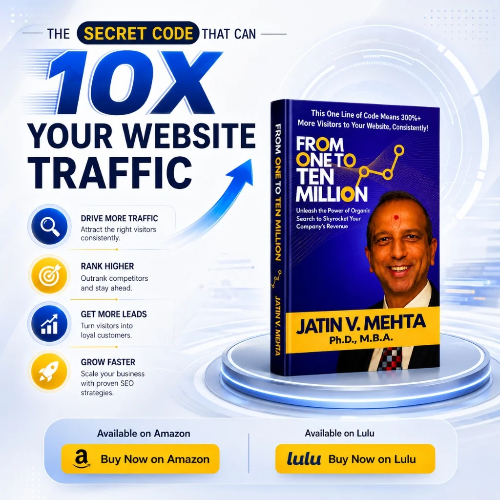 From One to Ten Million Book From One to Ten Million SEO growth book by Jatin V. Mehta